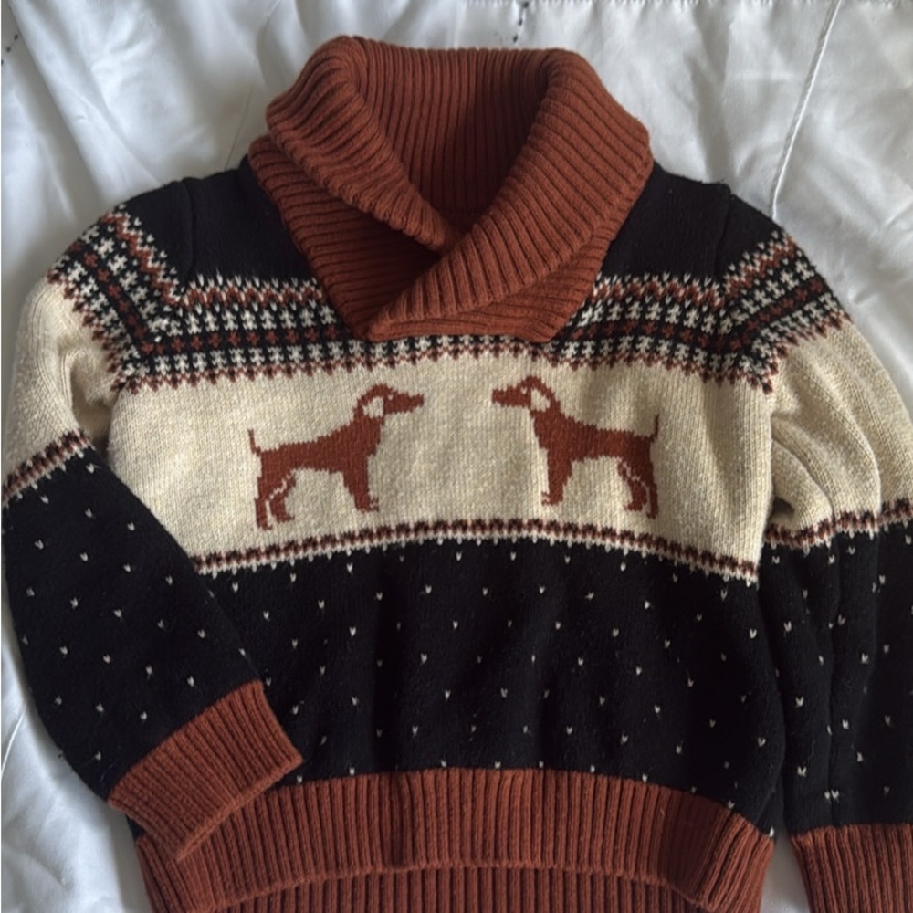 Janie and Jack Brown and Cream Turtleneck Sweater